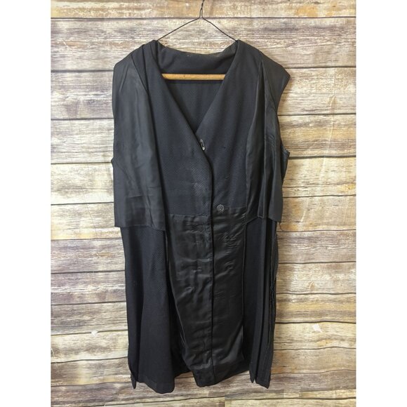 Vintage‎ 1980s Black Sleeveless Double-Breasted Dress With Burgundy Buttons 2X - Picture 3 of 4